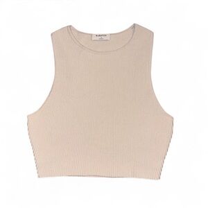 Aritzia Babaton Ivory Ribbed Cropped Tank Top